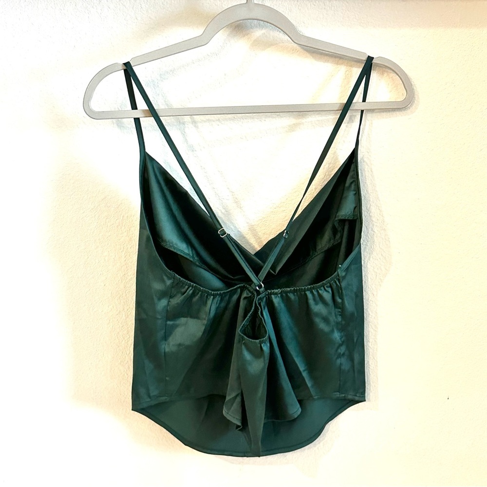 Cowl Neck Satin Cami Crop Top - Picture 3 of 5